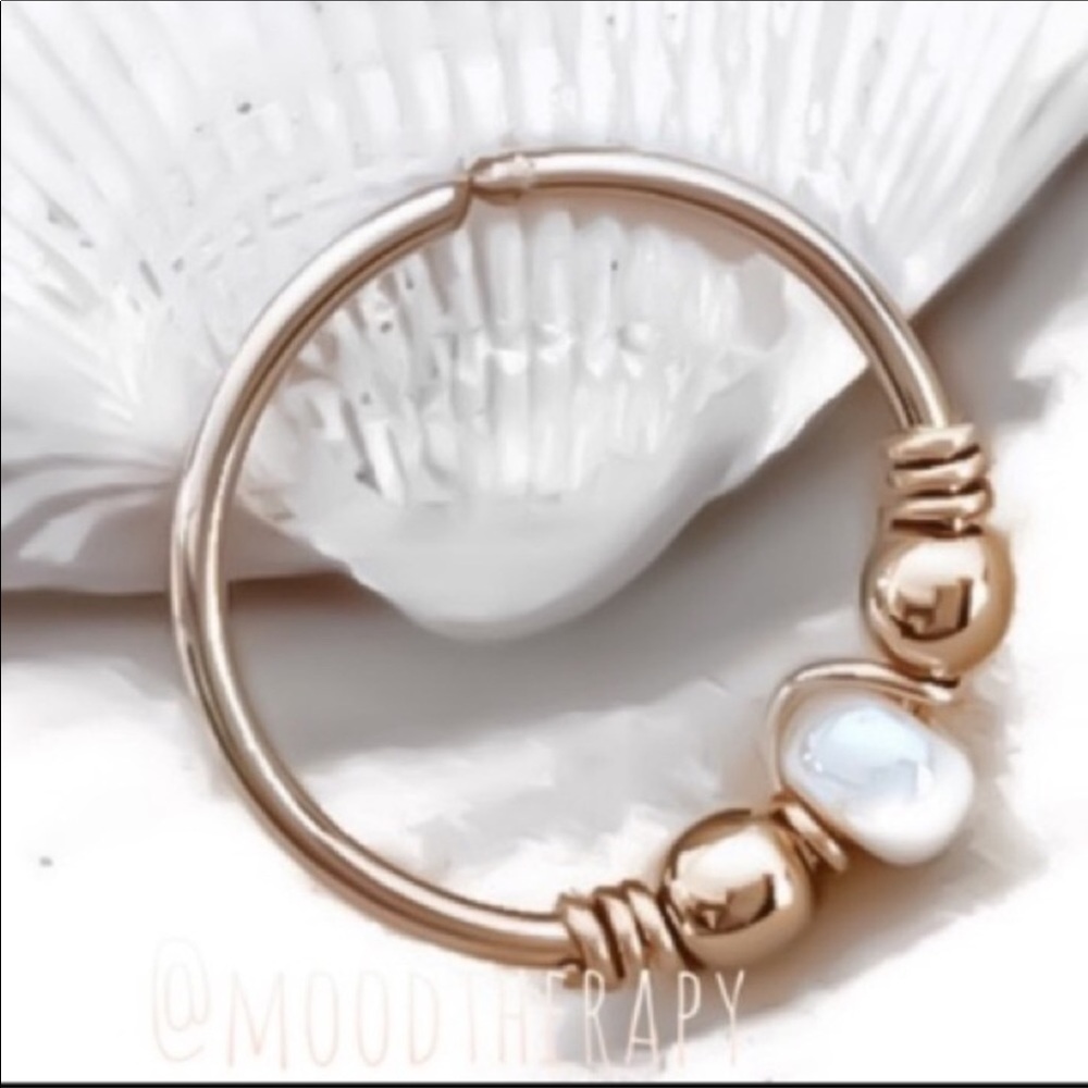 💕NIB Handmade 14K Yellow Gold Filled Beaded Nose Ring Hoop💕